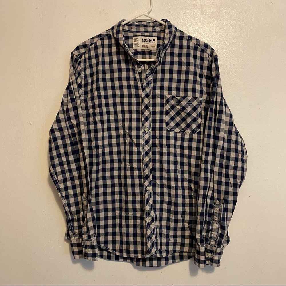 Urban Pipeline Men's Plaid Shirt Size X-LARGE Pocket Button Down Long-sleeve